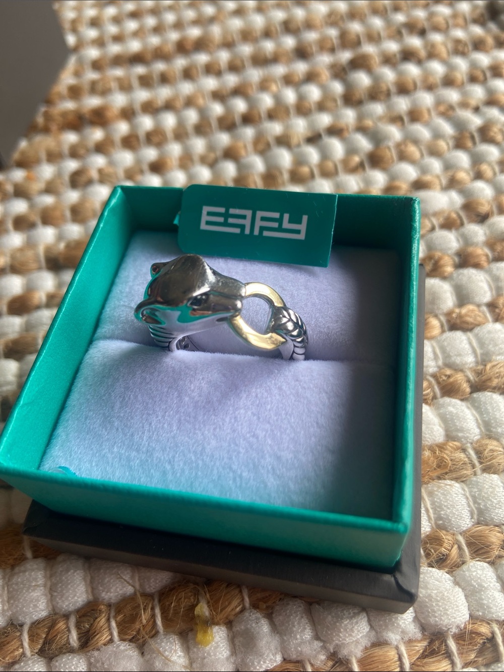 Effy Two-Tone Panther Silver and black diamond eyes with 18k Gold.